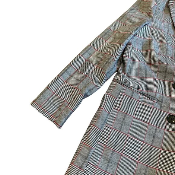 Walter Baker Plaid Long Length Oversized Blazer Jacket Black Button Size Large - Picture 3 of 12